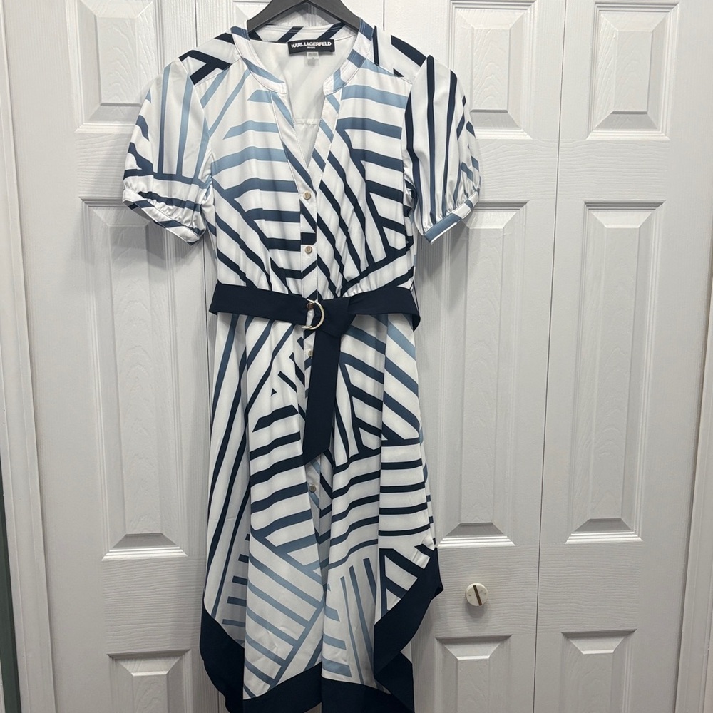 Karl Lagerfeld Navy and White Striped Dress
